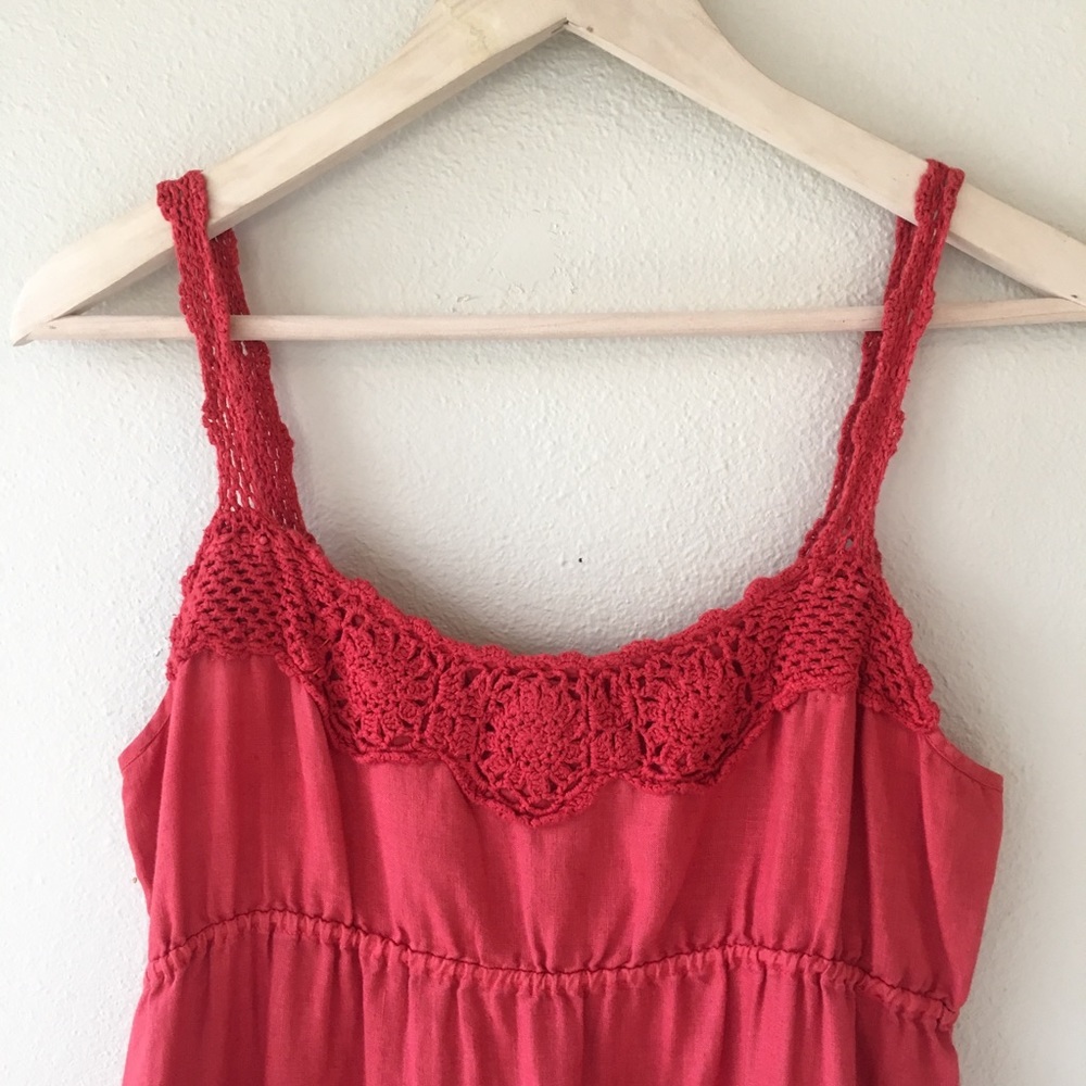 Lucky Brand Coral Linen Empire Waist Dress - Picture 4 of 7
